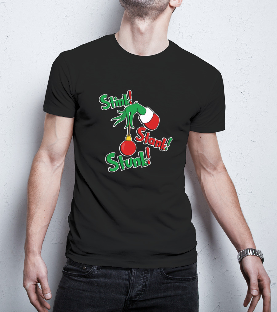 Grinch Stink Stank Stunk Dr. Seuss Arm Christmas T-Shirt