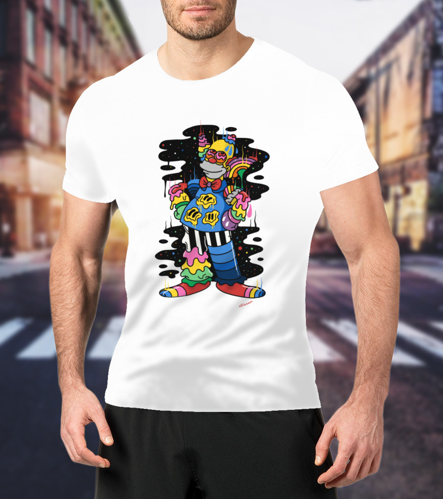 Krusty The Clown Psychedelic Groovy Neon Drip T-Shirt