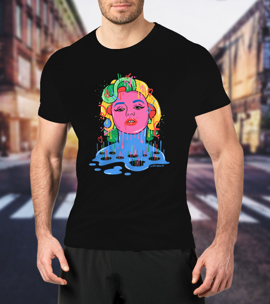 Marylin Monroe Trippy Monroe Vibrant Pop Art By Santlov T-Shirt
