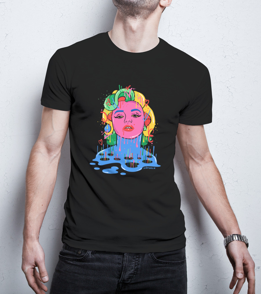 Marylin Monroe Trippy Monroe Vibrant Pop Art By Santlov T-Shirt