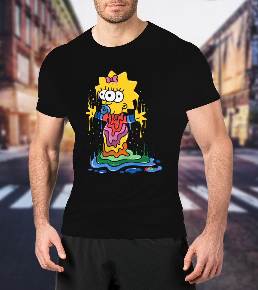 Melting Three Eyed Maggie Simpson Dripping Psychedelic Colors By Sh0ck9r T-Shirt