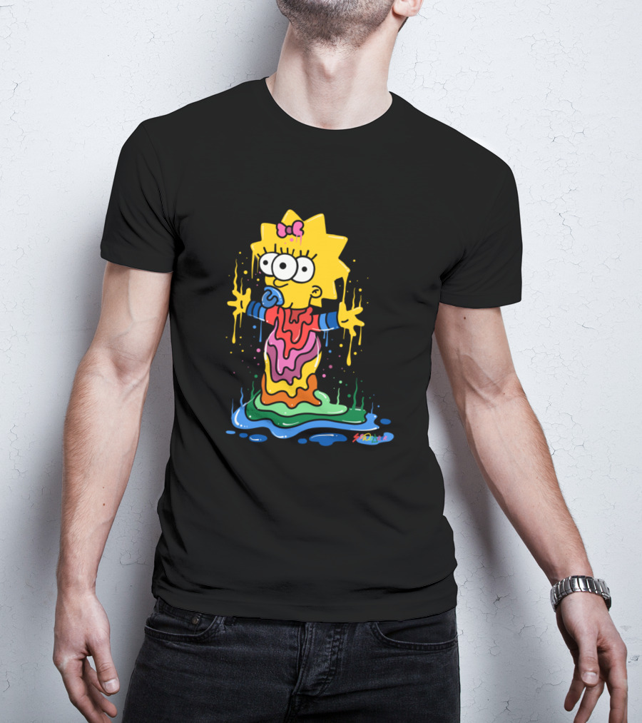 Melting Three Eyed Maggie Simpson Dripping Psychedelic Colors By Sh0ck9r T-Shirt