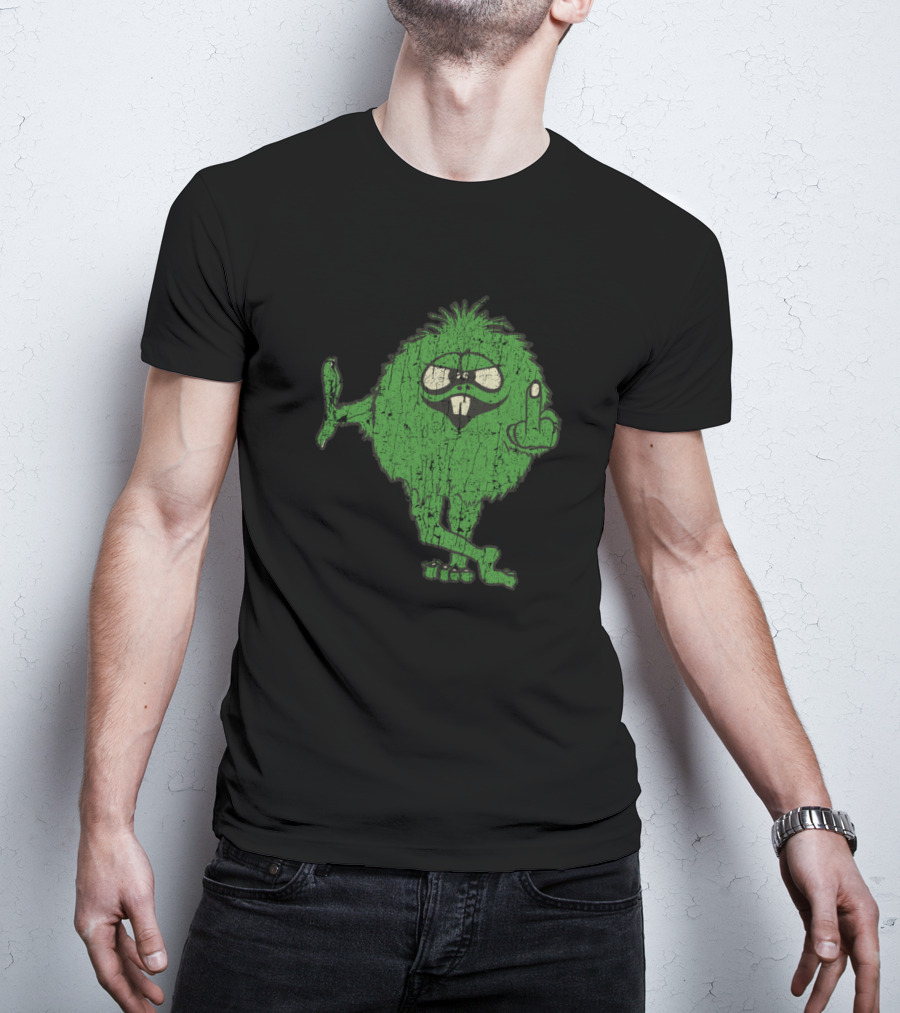Middle Finger IDGAF Green Monster Sticking Out Tongue T-Shirt
