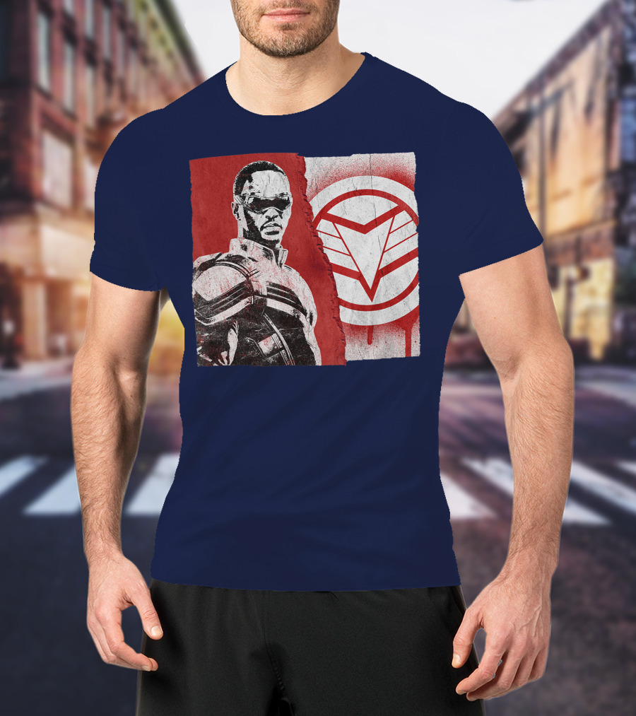 Marvel Sam Wilson The Falcon And The Winter Soldier Red White Emblem T-Shirt