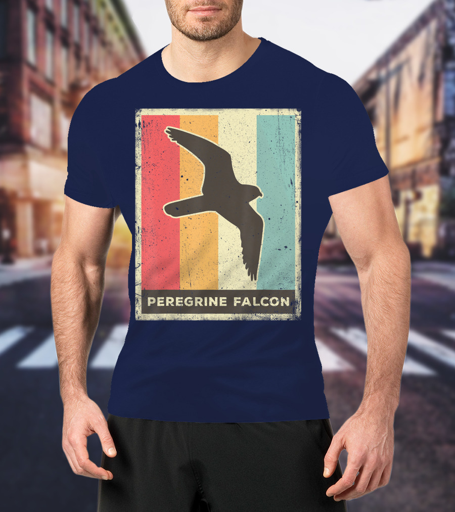 Peregrine Falcon Lover Vintage Animal Retro Stripes T-Shirt