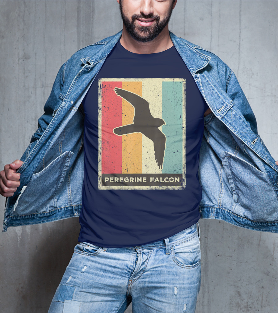 Peregrine Falcon Lover Vintage Animal Retro Stripes T-Shirt