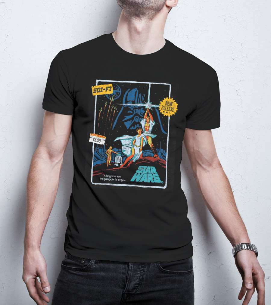Star Wars Episode Four Luke Skywalker New Release $3.99 Vintage Sci-Fi VHS Cover T-Shirt