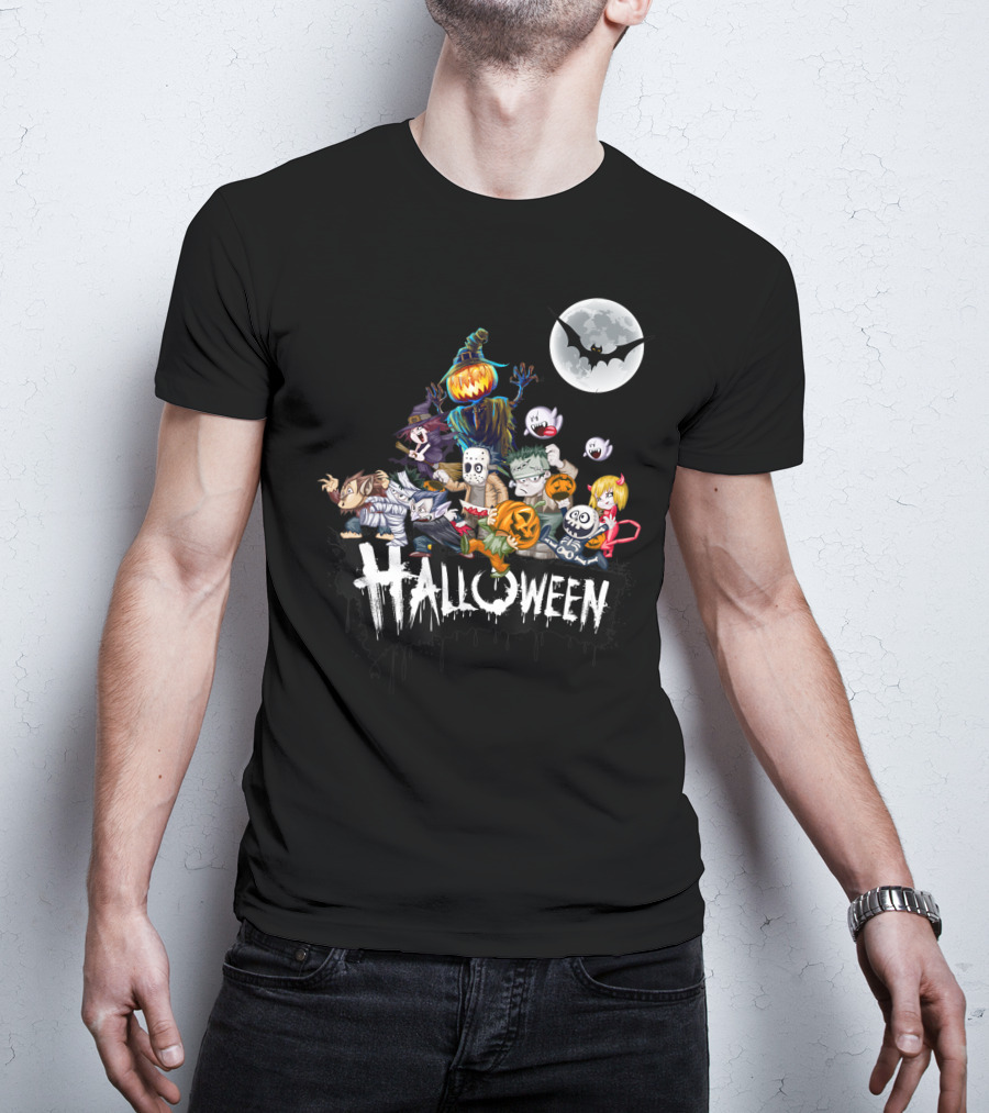 Character Halloween Pumpkin Scarecrow Moon Ghosts Bat Halloween T-Shirt