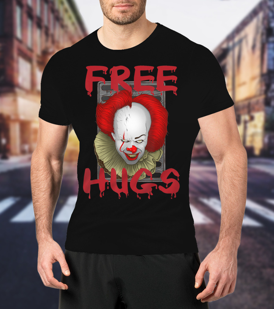Free Hugs Halloween Evil Killer Scary Clown T-Shirt