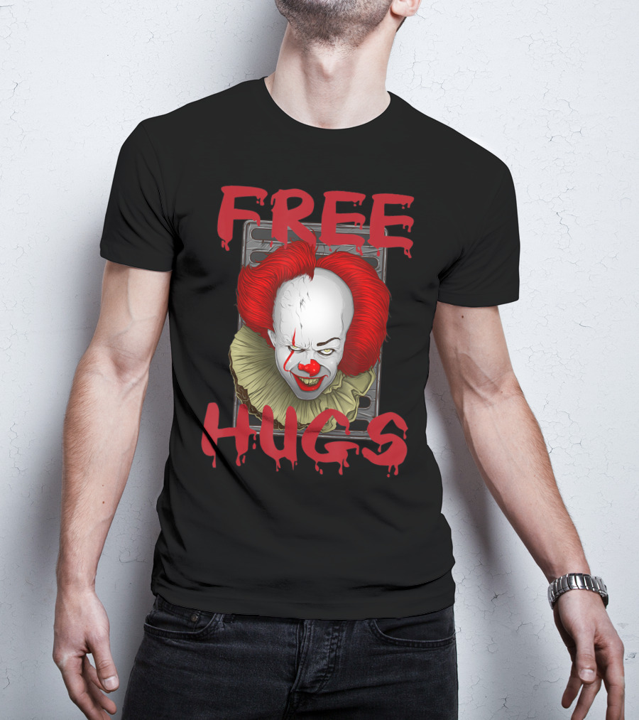 Free Hugs Halloween Evil Killer Scary Clown T-Shirt