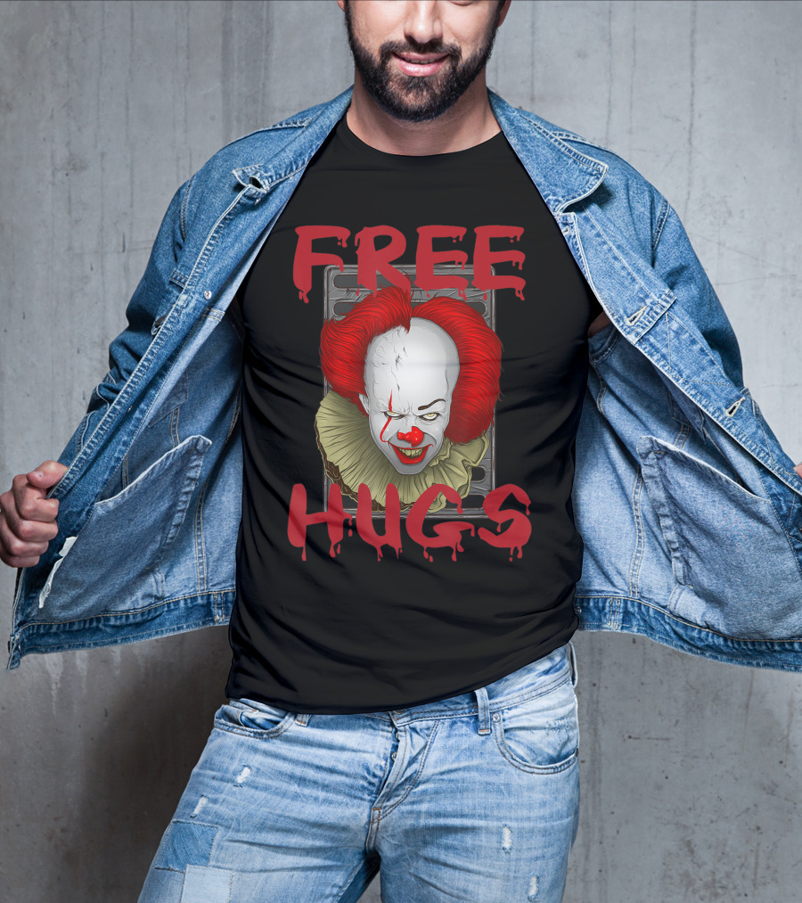Free Hugs Halloween Evil Killer Scary Clown T-Shirt