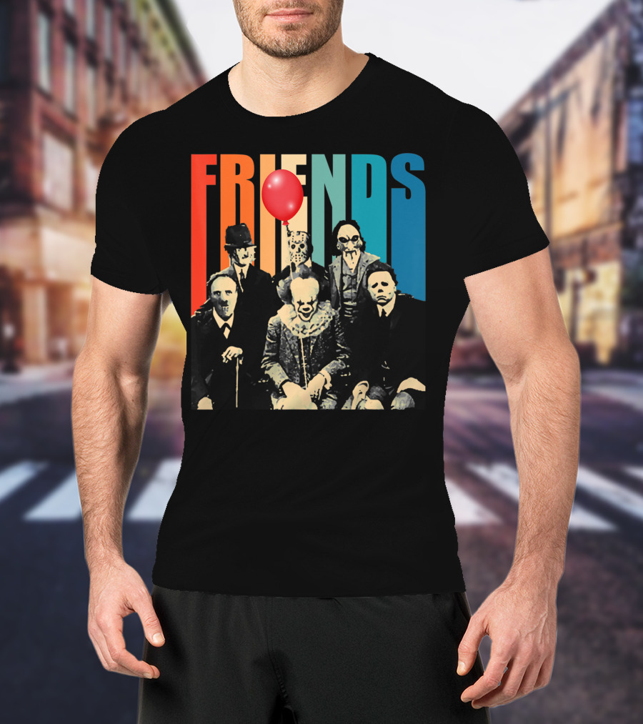 Friends Evil Scary Haunted Halloween Mask Horror Characters Balloon T-Shirt