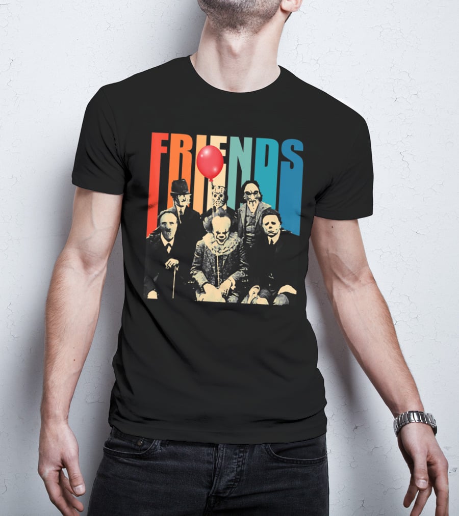 Friends Evil Scary Haunted Halloween Mask Horror Characters Balloon T-Shirt