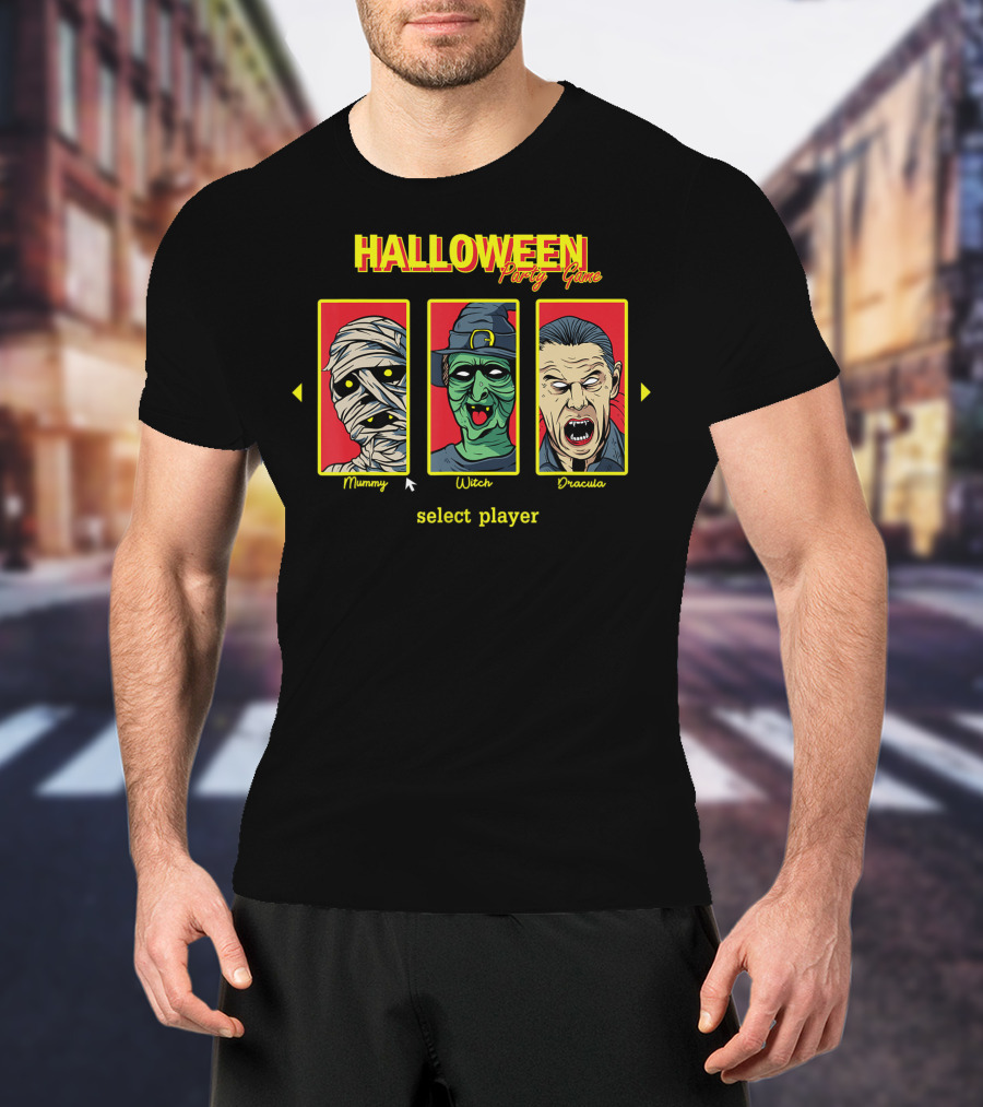 Halloween Party Game Mummy Witch Dracula Select Player T-Shirt