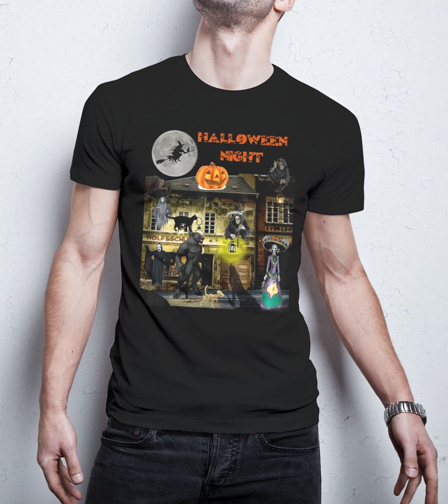 Halloween Night Haunted Classic Monsters House T-Shirt