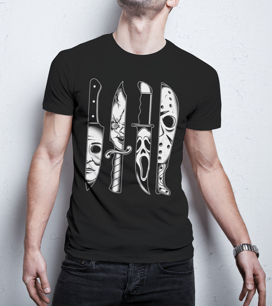 Horror Movie Knives Machete Friday Scary Icons T-Shirt