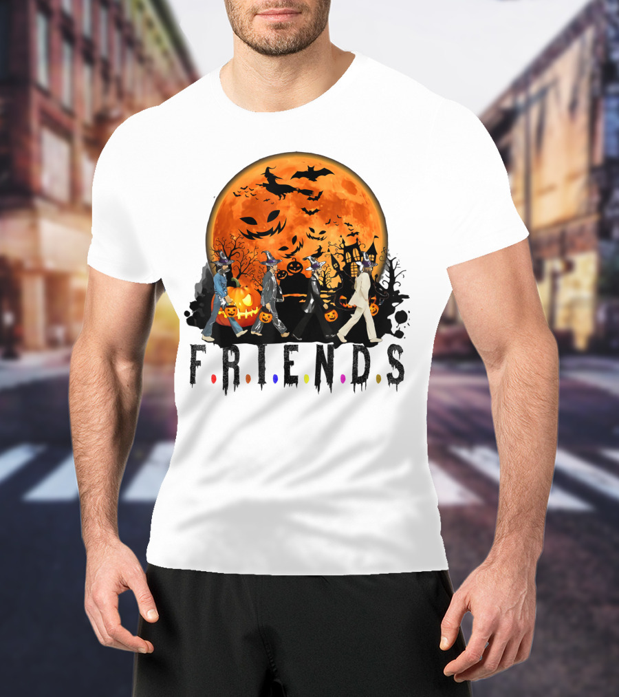 Halloween Friends Full Moon Walk With Characters Trick Or Treat T-Shirt