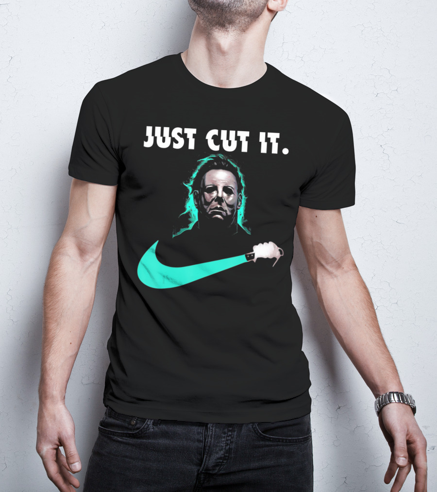 Just Cut It Horror Vintage Halloween Michael Myers Knife Swoosh T-Shirt