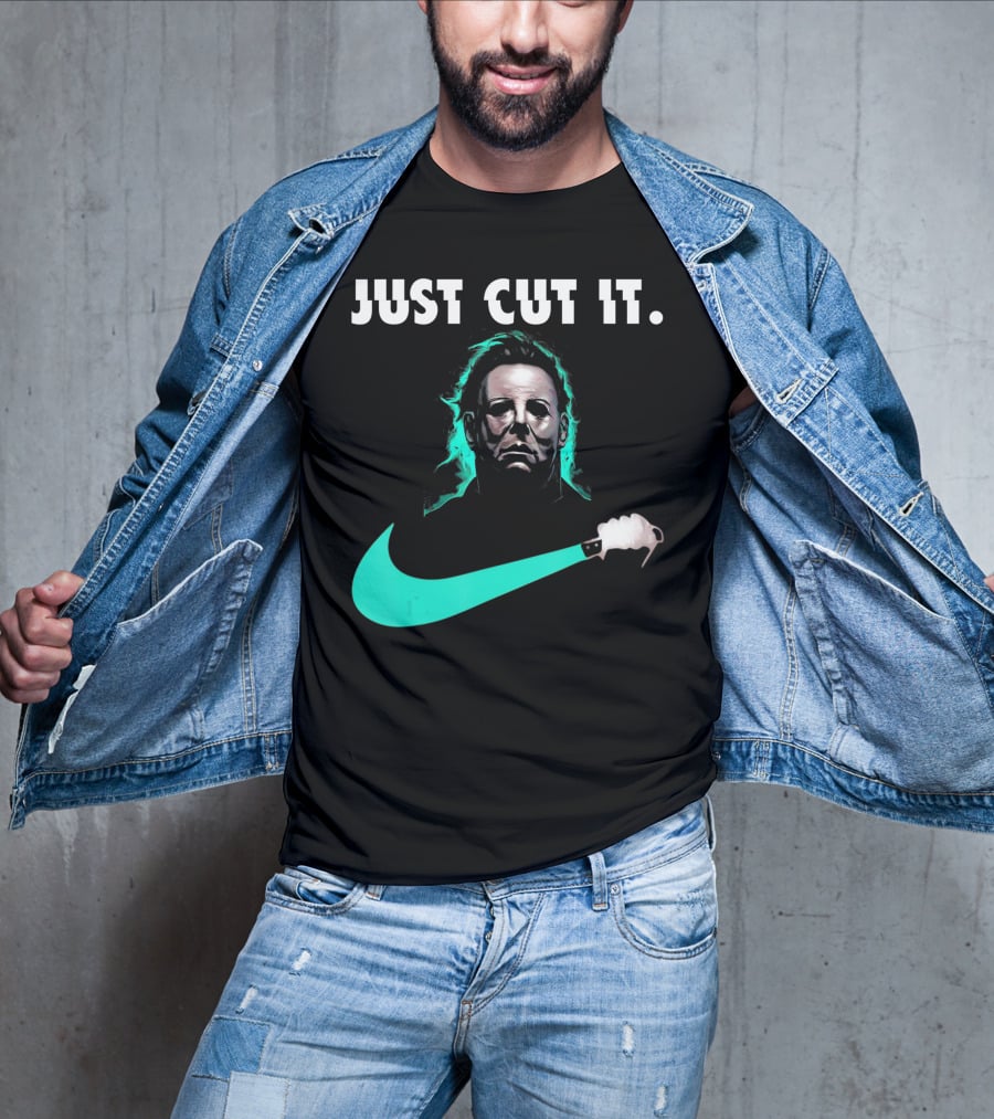 Just Cut It Horror Vintage Halloween Michael Myers Knife Swoosh T-Shirt