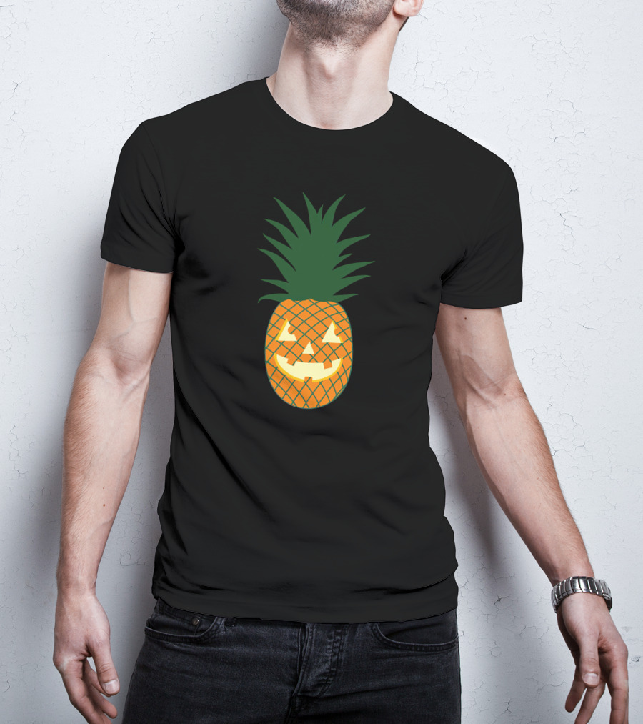 Carved Pineapple Jack-o'-Lantern Halloween Hawaiian T-Shirt
