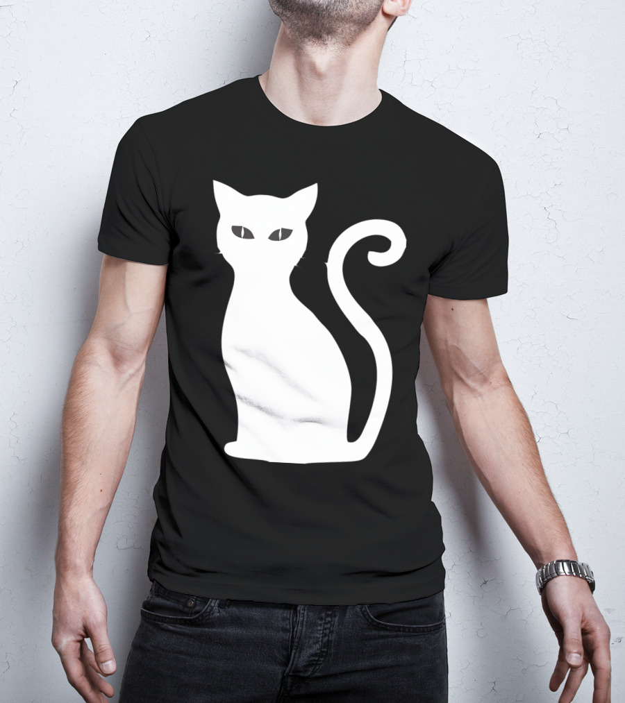 Halloween Cat Cute Cat Silhouette White T-Shirt