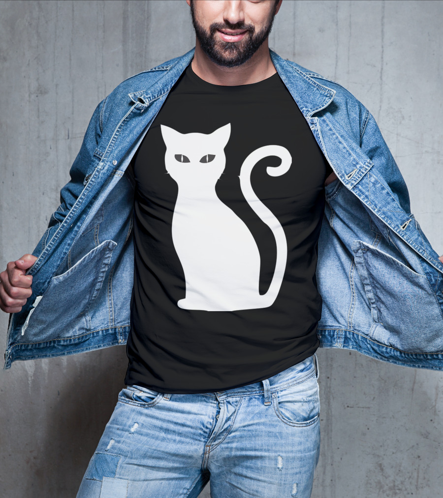Halloween Cat Cute Cat Silhouette White T-Shirt