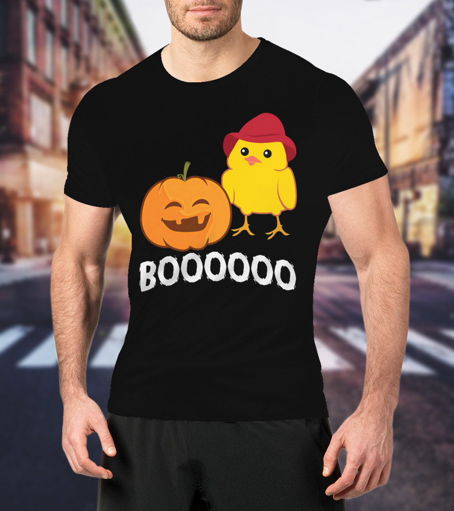 BOOOOO Halloween Funny Pumpkin And Chicken T-Shirt