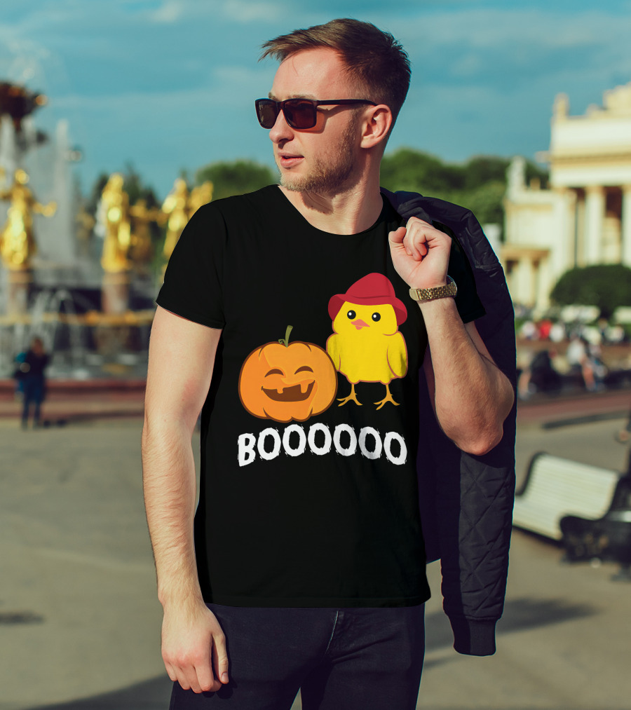 BOOOOO Halloween Funny Pumpkin And Chicken T-Shirt