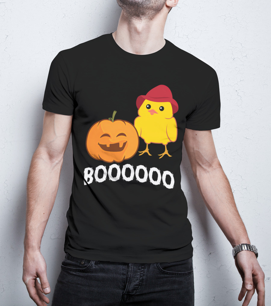 BOOOOO Halloween Funny Pumpkin And Chicken T-Shirt