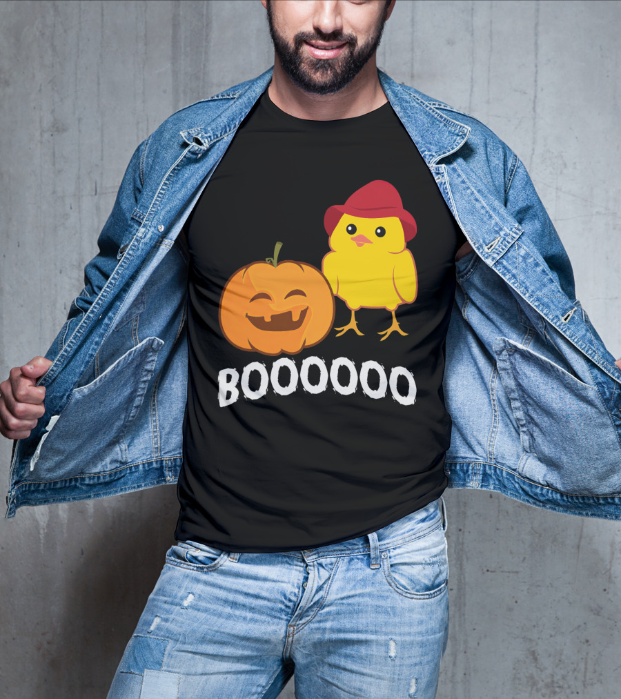 BOOOOO Halloween Funny Pumpkin And Chicken T-Shirt