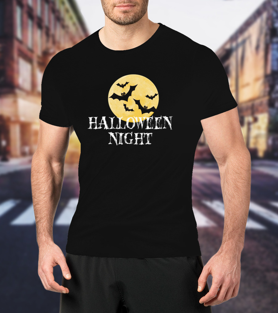 Halloween Night Horror Bats Moon T-Shirt