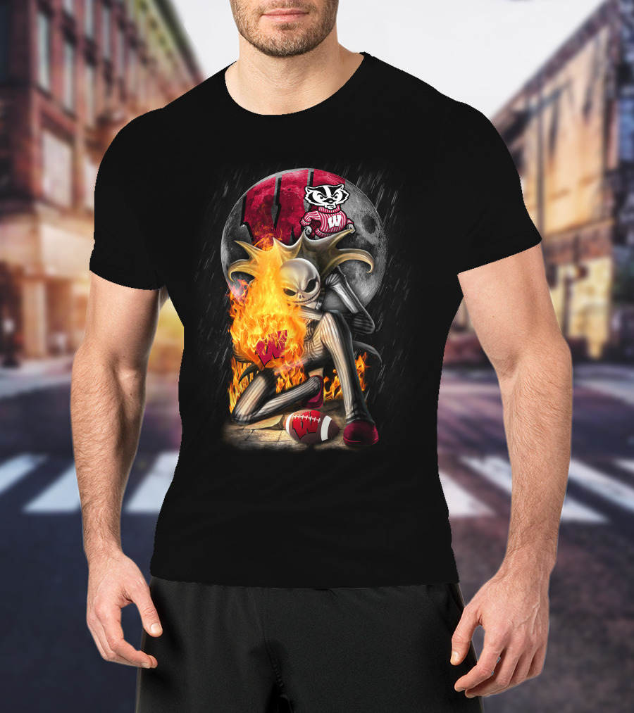 Jack WB Wisconsin Badgers Nightmare Crossover Football T-Shirt