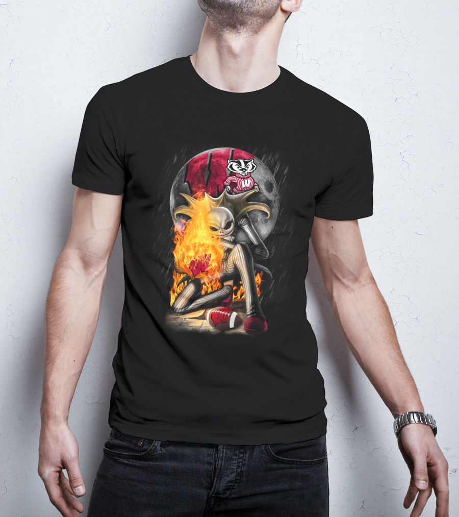 Jack WB Wisconsin Badgers Nightmare Crossover Football T-Shirt