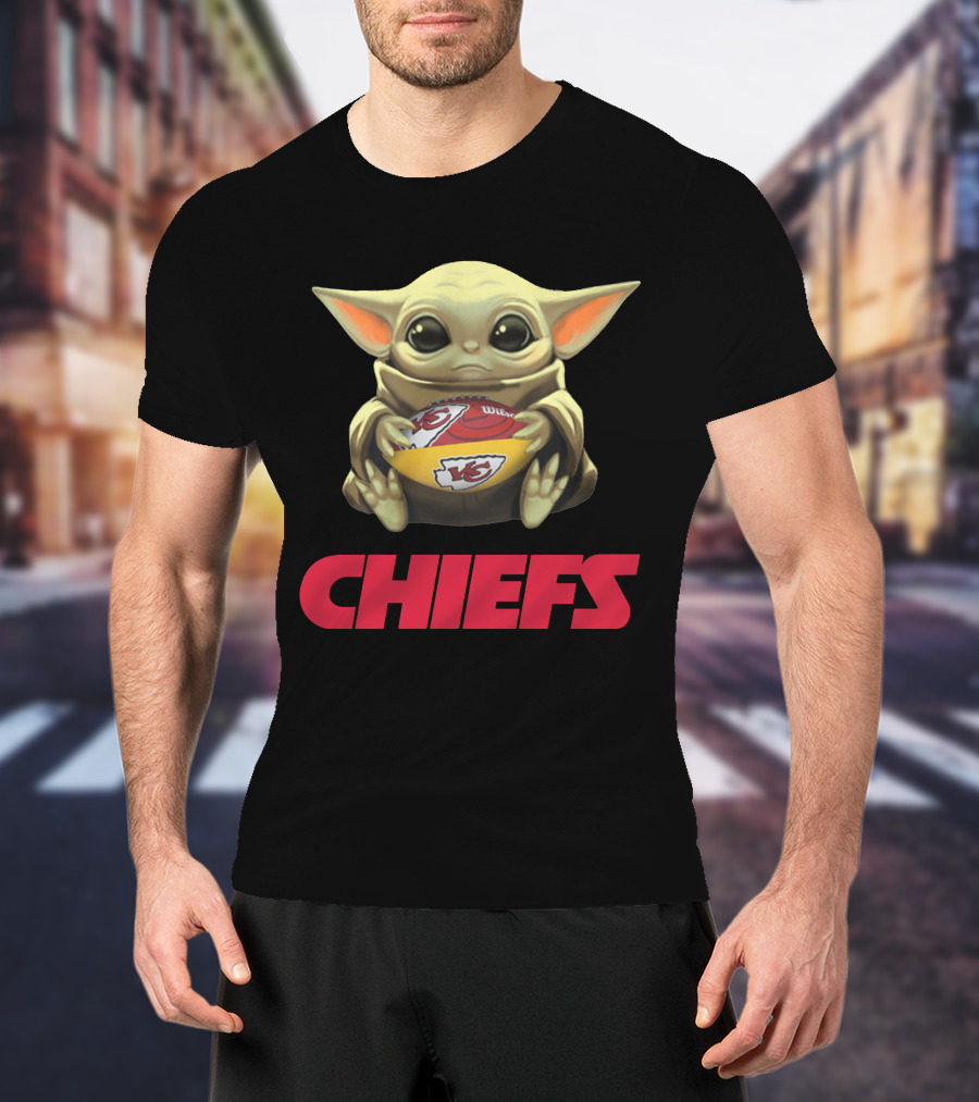 Baby Yoda Kansas City Chiefs Football T-Shirt