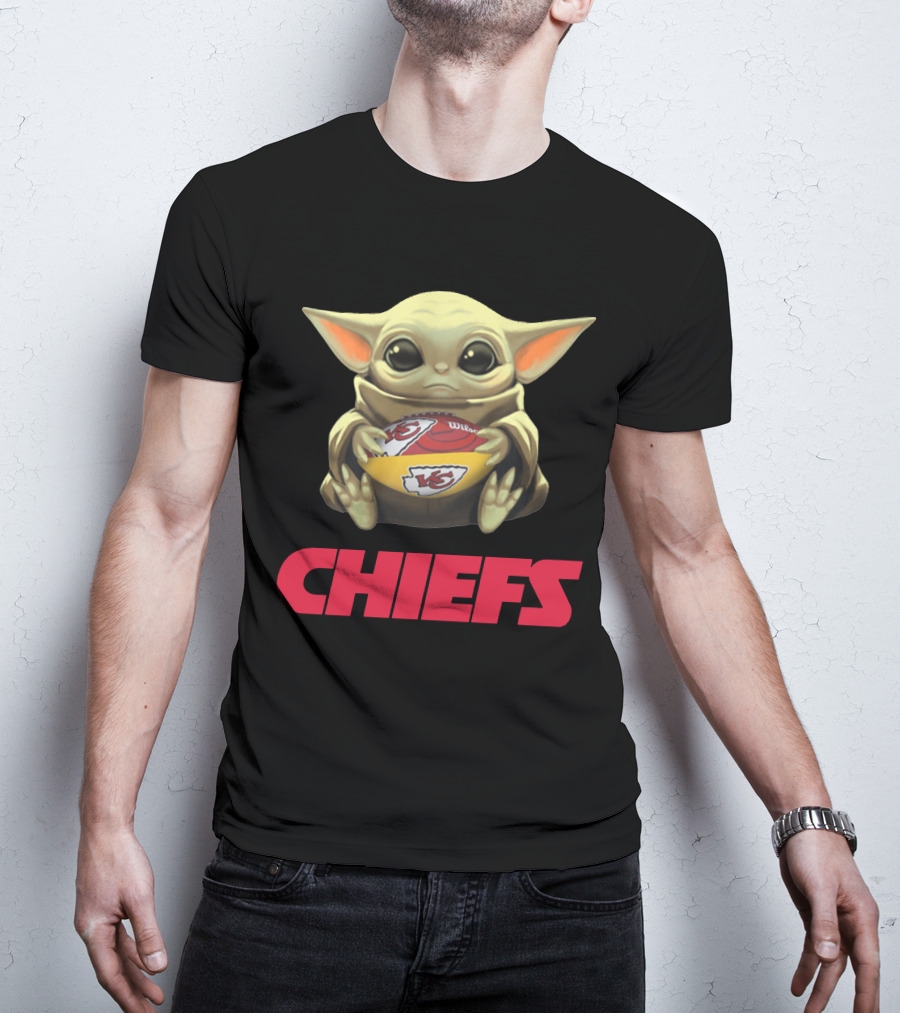 Baby Yoda Kansas City Chiefs Football T-Shirt