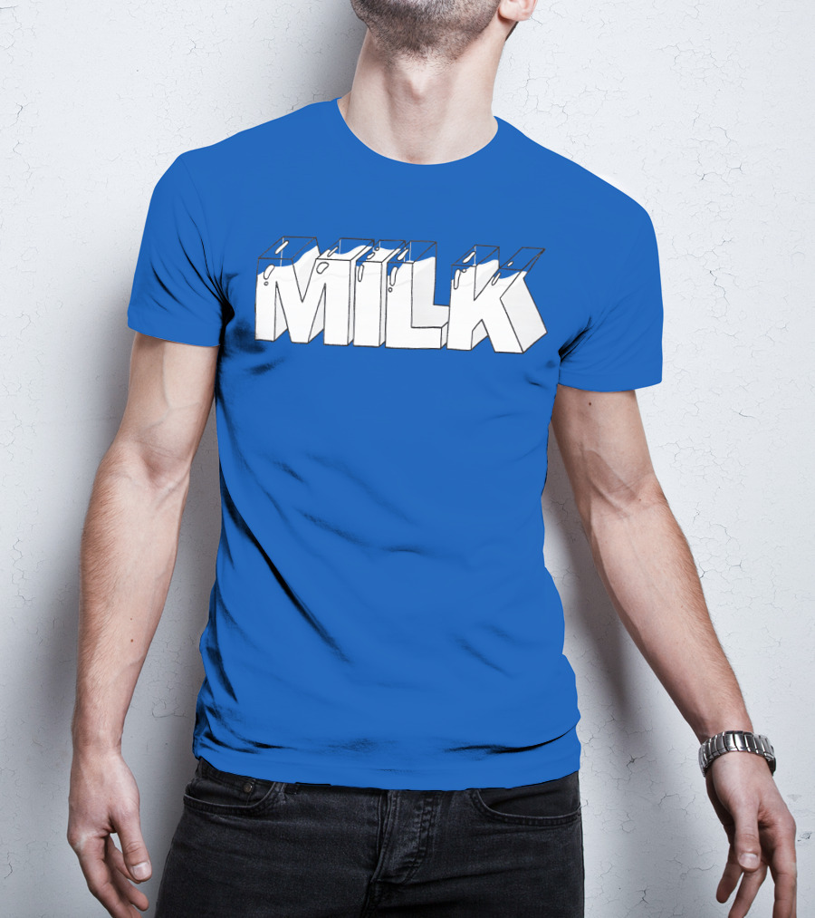 Ted Nivison Milk Merch Bold Blue Text T-Shirt