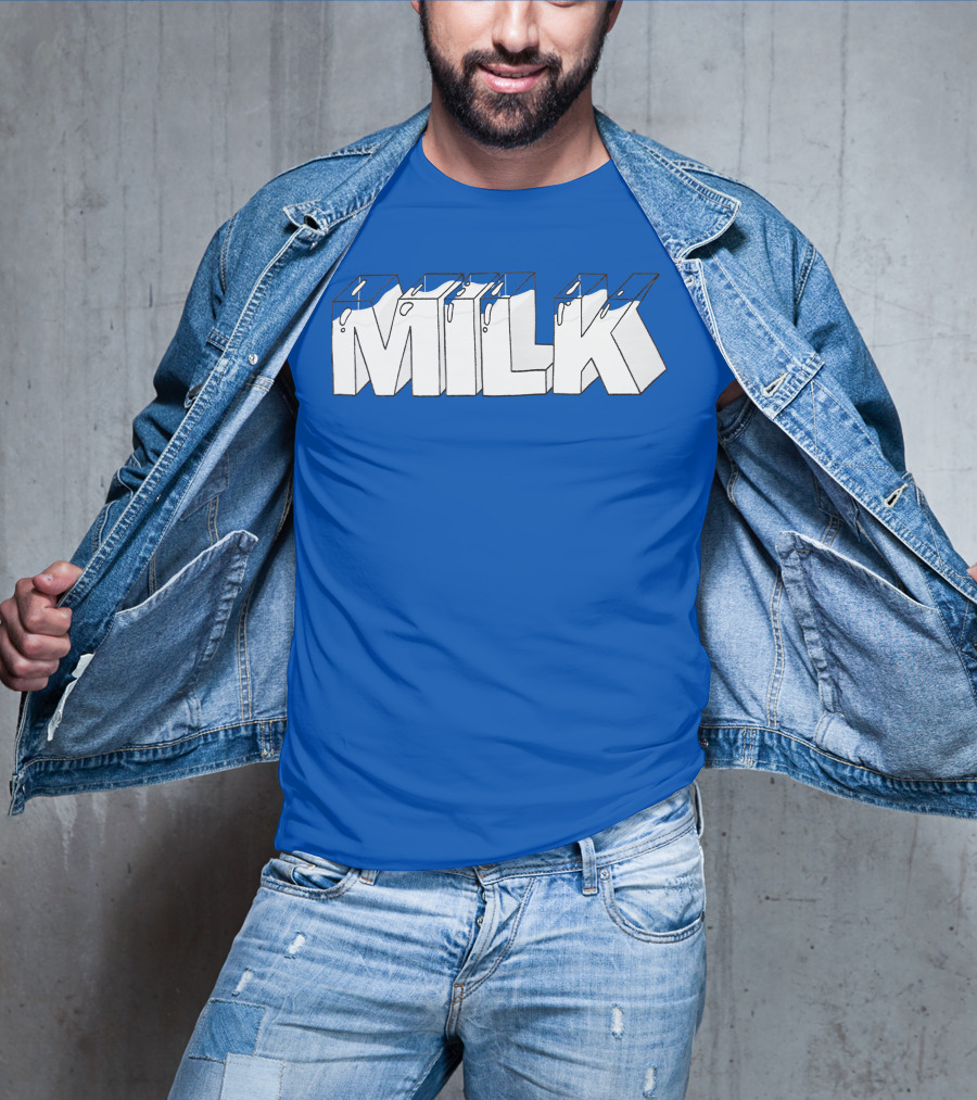 Ted Nivison Milk Merch Bold Blue Text T-Shirt