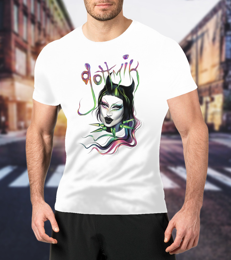 Gottmik Black Cat Ears Spiked Collar Colorful Face T-Shirt