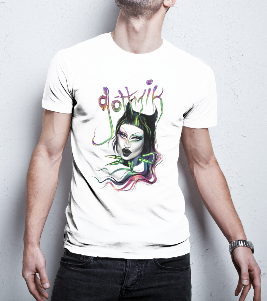 Gottmik Black Cat Ears Spiked Collar Colorful Face T-Shirt