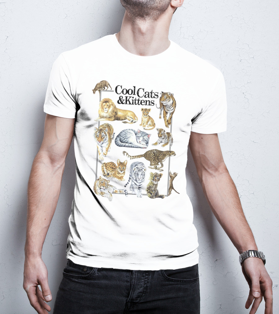Cool Cats And Kittens Large Feline Collection Featuring Lions Tigers Cheetahs Lynx T-Shirt
