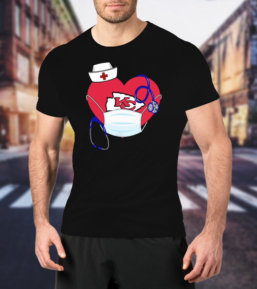 Heart KC Nurse Medical Stethoscope T-Shirt