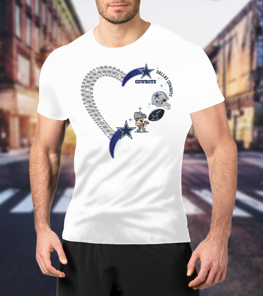 Dallas Cowboys Heart Logo With Star And Helmet T-Shirt