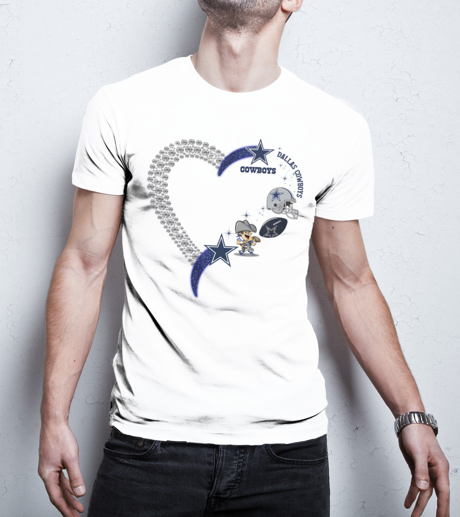 Dallas Cowboys Heart Logo With Star And Helmet T-Shirt