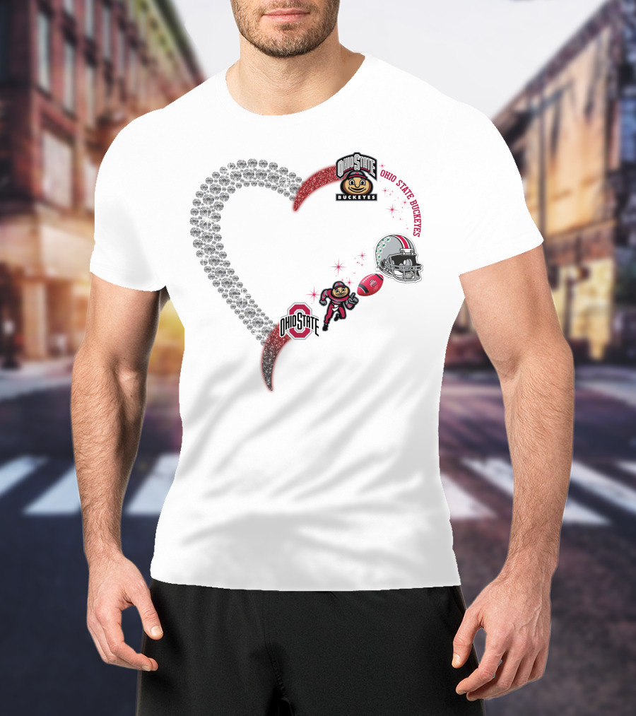 Ohio State Buckeyes Heart Brutus 1908 Football Helmet T-Shirt