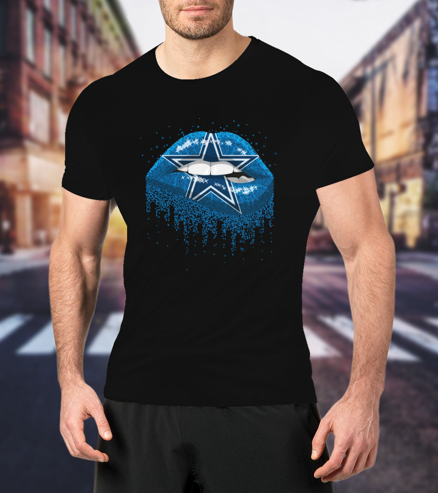Dallas Cowboys Star Glitter Lips T-Shirt