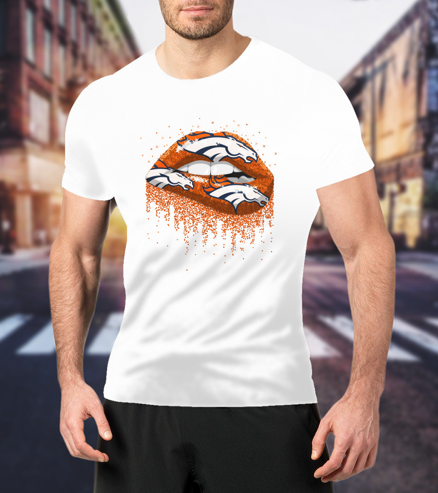 Denver Broncos Glitter Lips T-Shirt