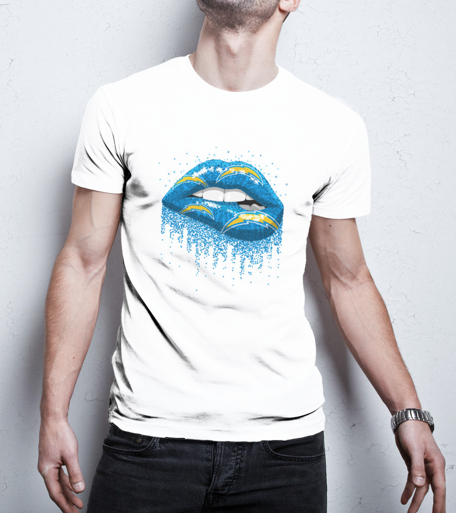 Los Angeles Chargers Blue Glitter Lips T-Shirt