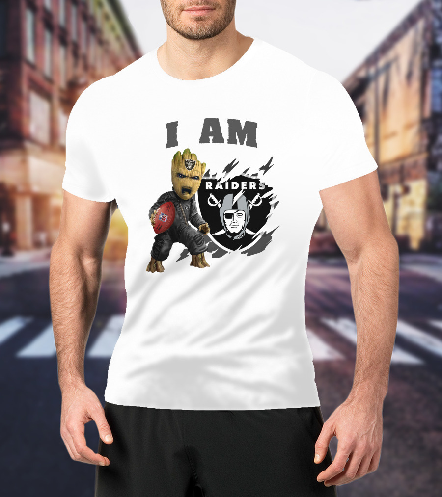 I Am Groot Raiders Football Character With Las Vegas Raiders T-Shirt