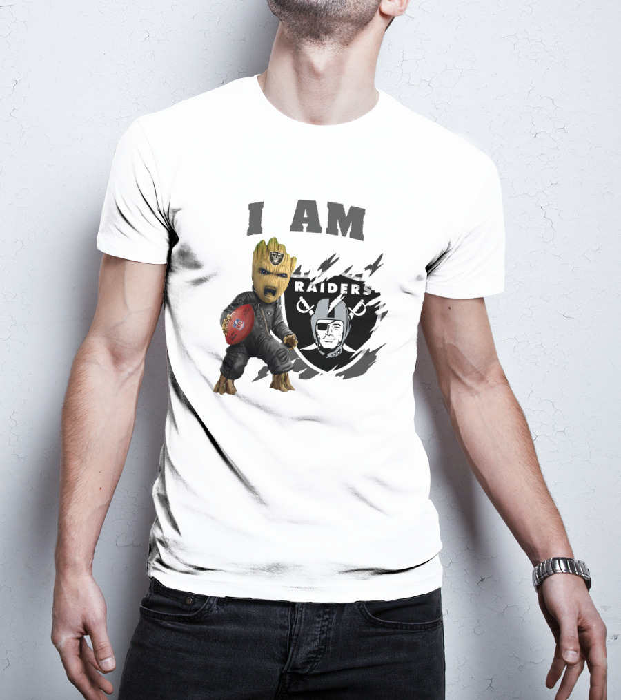 I Am Groot Raiders Football Character With Las Vegas Raiders T-Shirt
