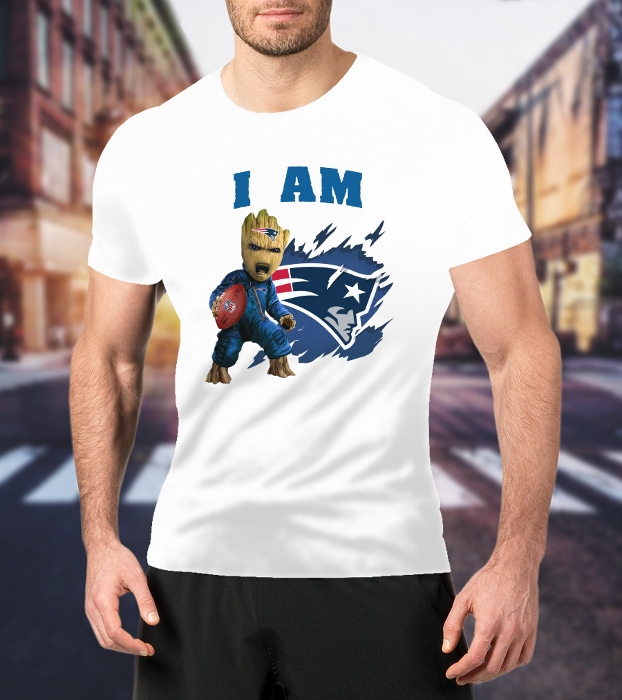 I Am Groot New England Patriots Football Character With Team T-Shirt